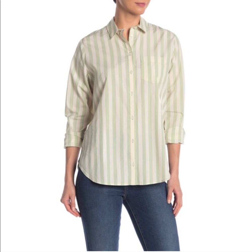 Madewell XXS Tunic Shirt in Mint Hampden Stripe